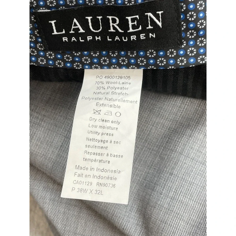 Lauren Ralph Lauren Suit Mens 48L Gray Hopsack Black Label Pants 38 x 32 - 2 Pcs
